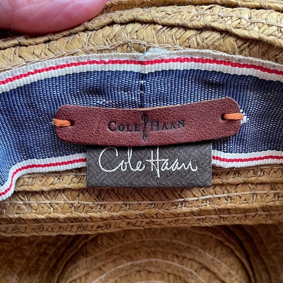 Cole Haan Women's Tan Straw Hat with Gray Band - Picture 5 of 10